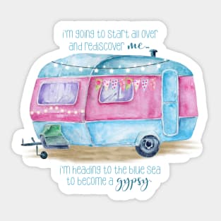 Pink and Blue Retro Vintage Camper Caravan Sticker